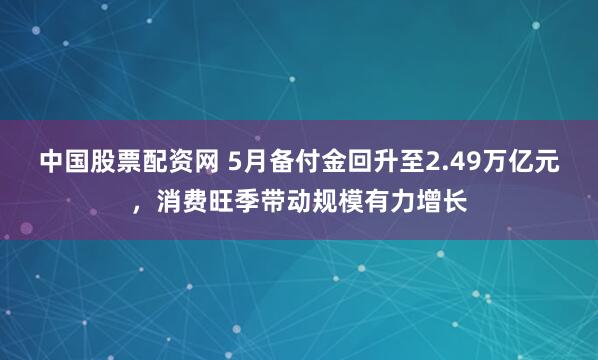 中国股票配资网 5月备付金回升至2.49万亿元，消费旺季带动规模有力增长